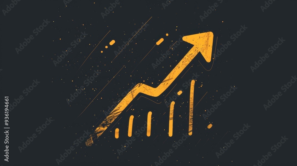 Aufkleber Simple arrow animation with increasing values. Self-drawn with the concept of asset appreciation. 4K with alpha channel.