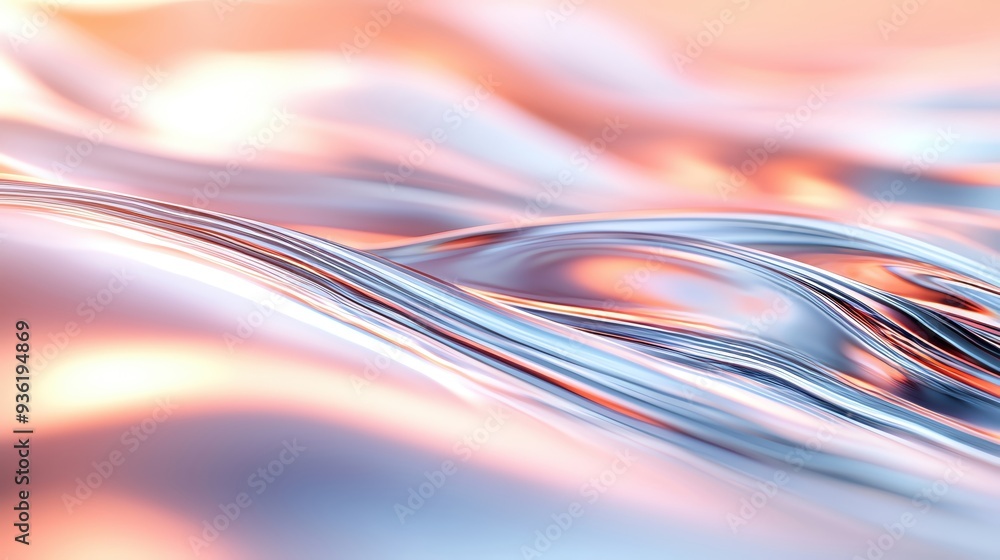 Poster Abstract close-up of shimmering water in soft pastel hues, creating a tranquil and serene atmosphere with flowing patterns.