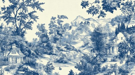 The blue and white chinoiserie print