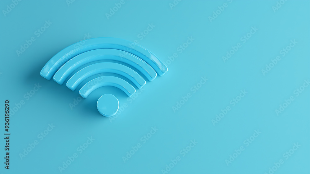 Poster Blue wifi symbol is representing wireless network and internet access