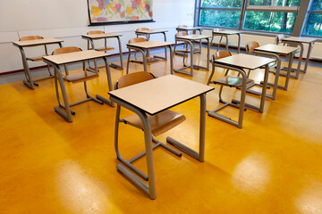 Empty classroom at the end of the day indoors