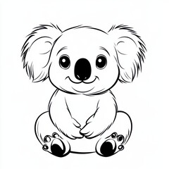 Obraz premium Outline illustration of a black and white koala for drawing and coloring on white background