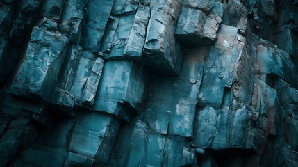 Textured Slate Rock Formation with Natural Patterns and Shadows