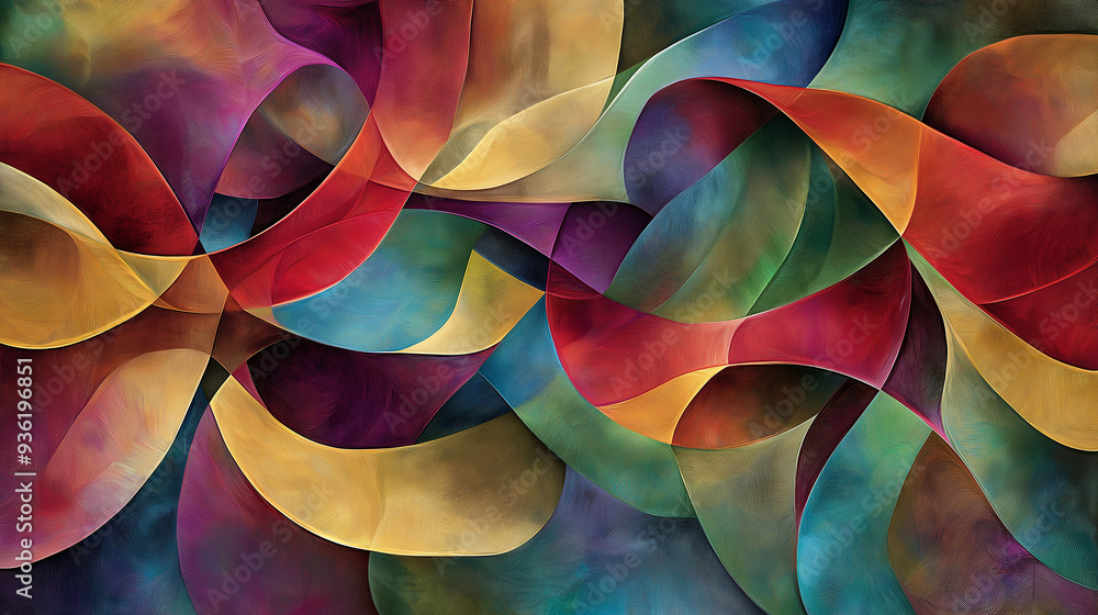 Poster Abstract colorful background with dynamic curved lines flowing
