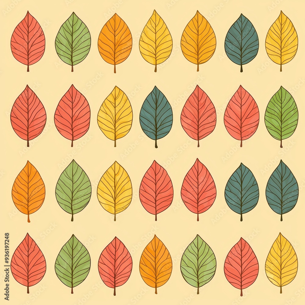 Poster an autumn leaf background with a seamless pattern.