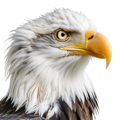 Obraz premium A bald eagle with a white head, isolated on a transparent background