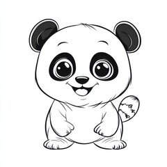 Fototapeta premium Outline illustration of a black and white panda for drawing and coloring on white background