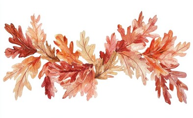 Obraz premium An autumn watercolor card with fallen leaves isolated on white.