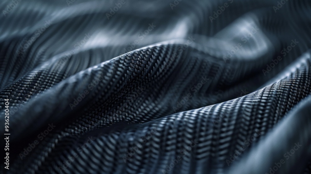 Poster exploring the mesmerizing patterns of carbon fiber, this close-up reveals its smooth surface and cap