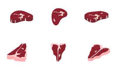 fresh meat set vector illustration isolated on white background.
