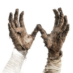 Terrible zombie hands dirty hands of the mummy zombie theme halloween theme isolated on transparent background