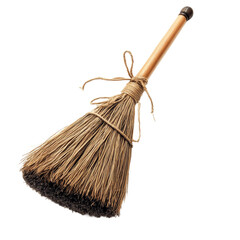 Witch broom with wooden handle Isolated on transparent background