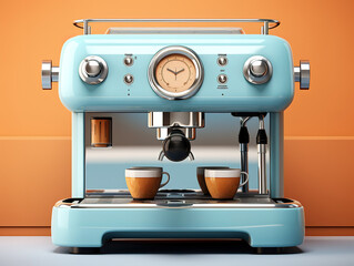 Eyecatching Two coffee cups on coffee device machine
