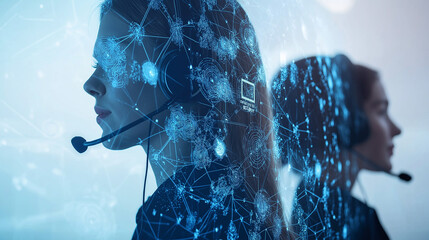 Call center operators providing technical support using ai software