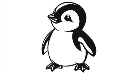 Obraz premium Outline illustration of a black and white penguin for drawing and coloring on white background