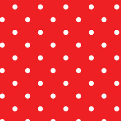 Polka-white dots and a red background pattern.