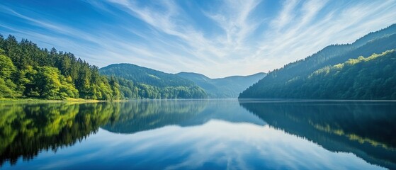 Naklejka premium Serene Mountain Lake with Pristine Reflection