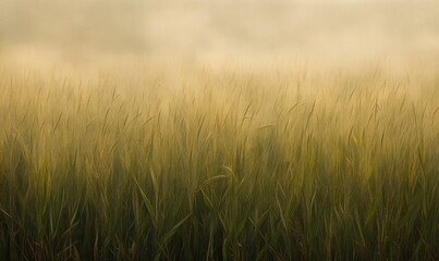 Obraz premium Cornfield in the evening, golden hues, calm breeze, tall green stalks