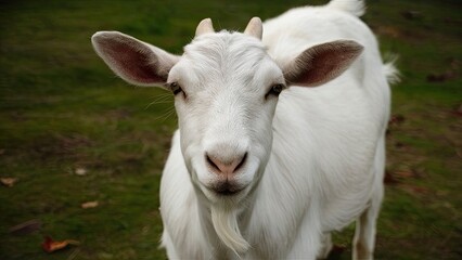 Eine Ziege Auf Der Wiese Schaut In Die Kamera