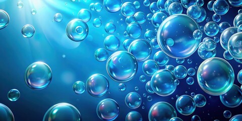 Bubbles floating on a vibrant blue background, blue, bubbles, vibrant, abstract, texture, design, water,floating, liquid