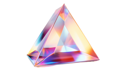 3d crystal glass holographic effect isolated on transparent background