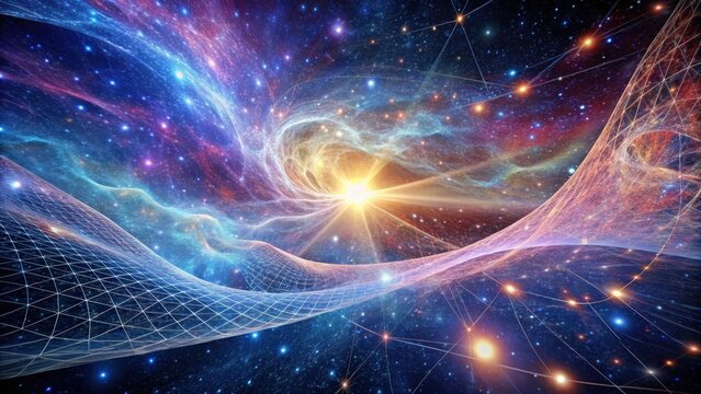 of the fabric of the universe and string theory concept , science, futuristic, abstract, technology