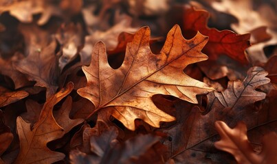 Naklejka premium Pile of golden autumn leaves, autumn background