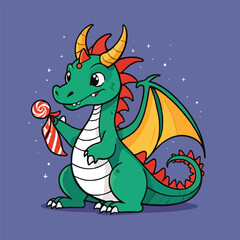 cartoon dragon with a candy