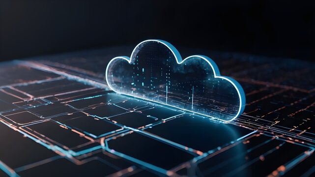 IoT and Cloud Computing, Futuristic Design with Dotted Line and Cloud Shape