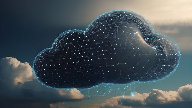 IoT and Cloud Computing, Futuristic Design with Dotted Line and Cloud Shape
