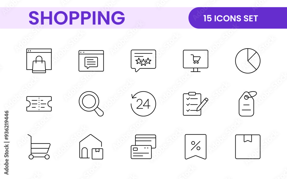 Poster set of shopping cart icons. collection of web icons for online store, from various cart icons in var