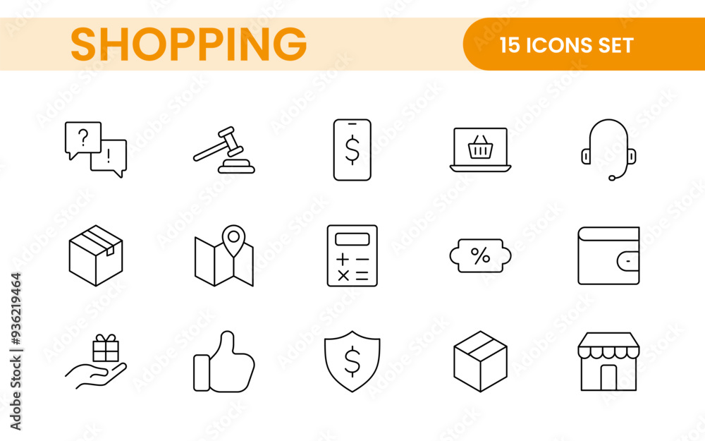 Poster set of shopping cart icons. collection of web icons for online store, from various cart icons in var