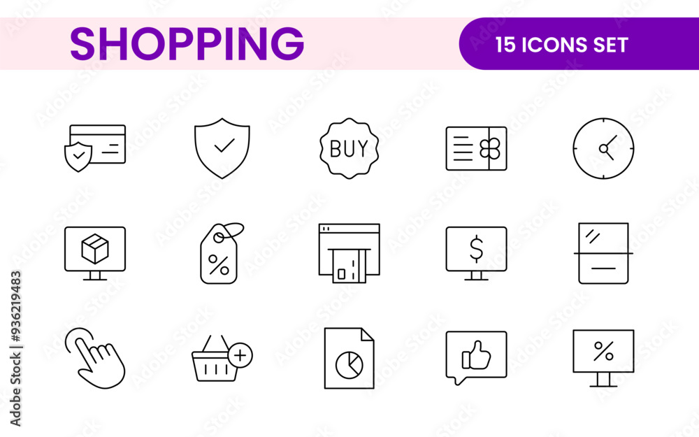 Poster set of shopping cart icons. collection of web icons for online store, from various cart icons in var