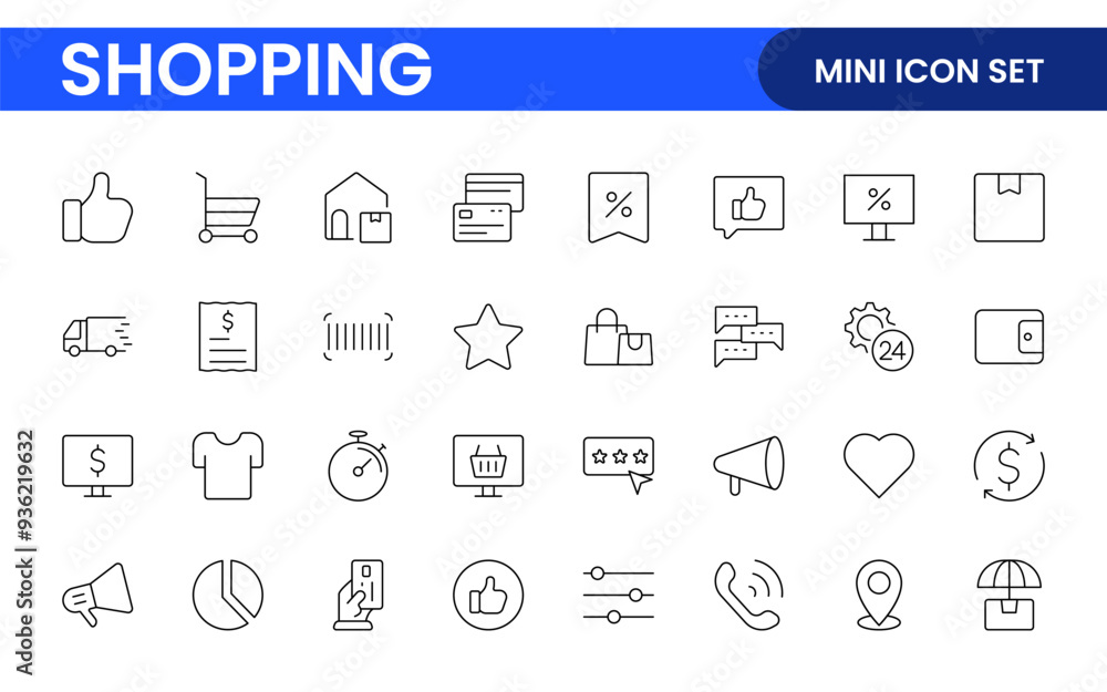 Poster set of shopping cart icons. collection of web icons for online store, from various cart icons in var