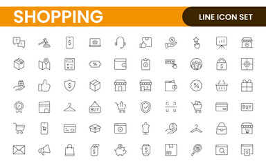 Set of shopping cart icons. Collection of web icons for online store, from various cart icons in various shapes. Shopping outline icon set.