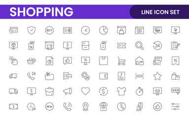 Set of shopping cart icons. Collection of web icons for online store, from various cart icons in various shapes. Shopping outline icon set.