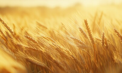 Serene wheat field, golden stalks, gentle wind