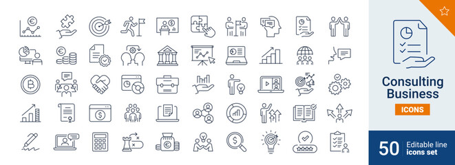 Consulting icons Pixel perfect. Finance, team,strategy, ...	
