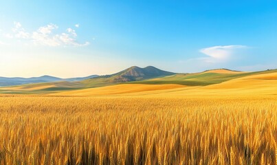 Obraz premium Tranquil wheat field, golden stalks