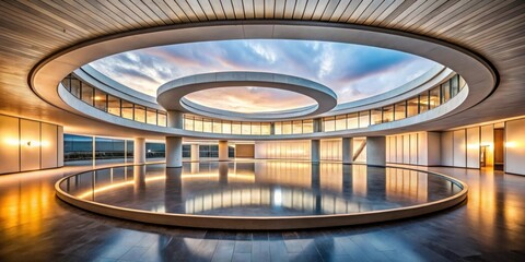 Circular shaped art museum with unique architecture design, rendering, museum, art, circular, architecture