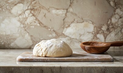 Artisan bread dough on a stone countertop