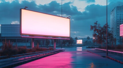 3D billboard mockup to present advertisements in a vibrant modern way. Showcase your products, services, or campaigns effectively.