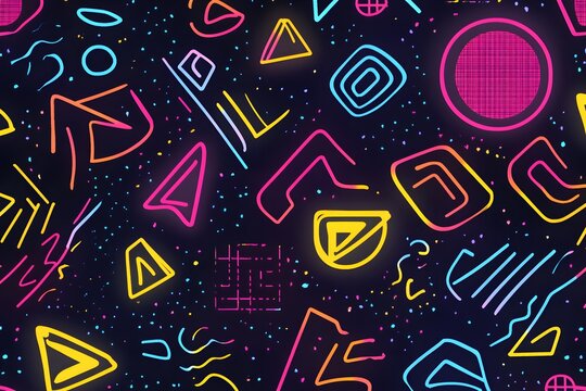 Neon-Muster im 1980er-Jahre-Stil mit lebendigen Farben