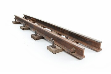 Railway tracks on a white background