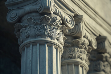 Naklejka premium Close up of classical columns white marble
