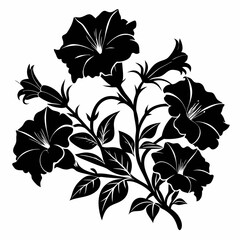Petunias Black silhouette, illustration