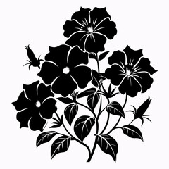 Petunias Black silhouette, illustration