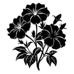 Petunias Black silhouette, illustration