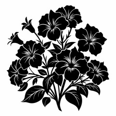 Petunias Black silhouette, illustration