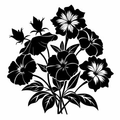 Petunias Black silhouette, illustration